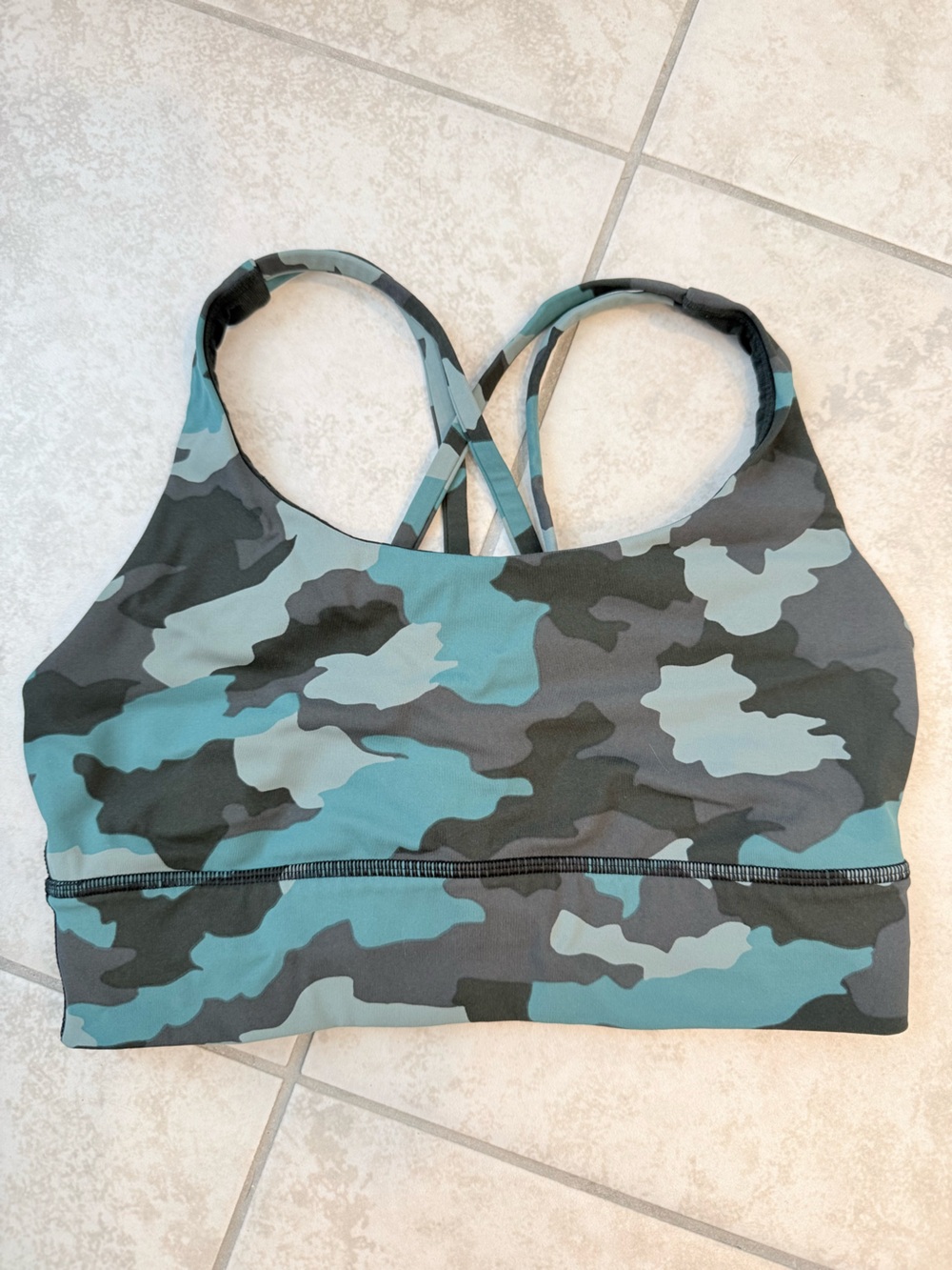 lululemon athletica Teal & Black Camo Strappy Sports Bra